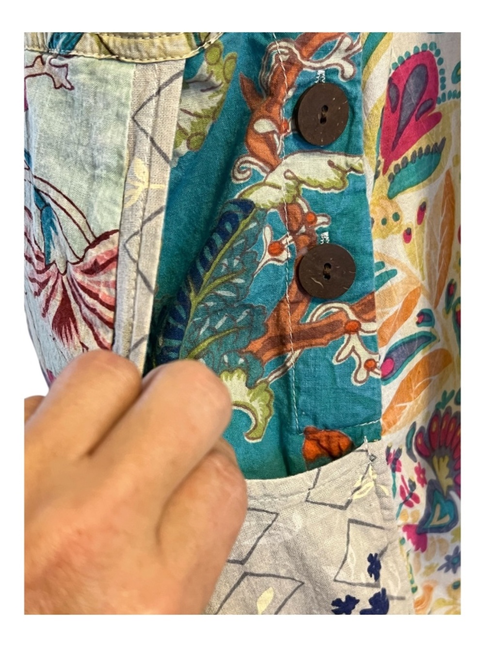 EUC Blue Sky boho patchwork cotton overalls | size S - Picture 4 of 10